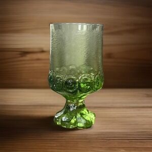 Vintage Uranium Tiffin Francisian Madeira Citron Green Glass Goblet MCM 5.5"